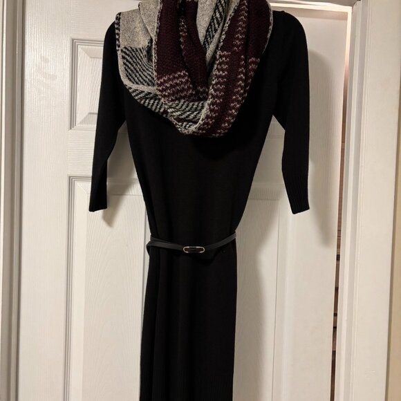 By & By Black Sweater Dress with belt and scarf-Juniors size small - Picture 1 of 5
